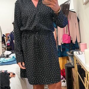 Express Black and White Long Sleeve Dress
